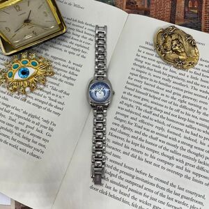 Vintage Silver Tone Chunky Moon Phase Women's Watch